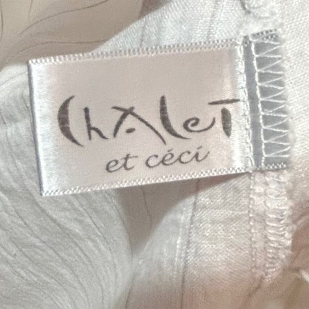 Chalet et Ceci White 100% Linen Coastal Cowlgirl Neck Tunic Dress Made in USA - Picture 6 of 8
